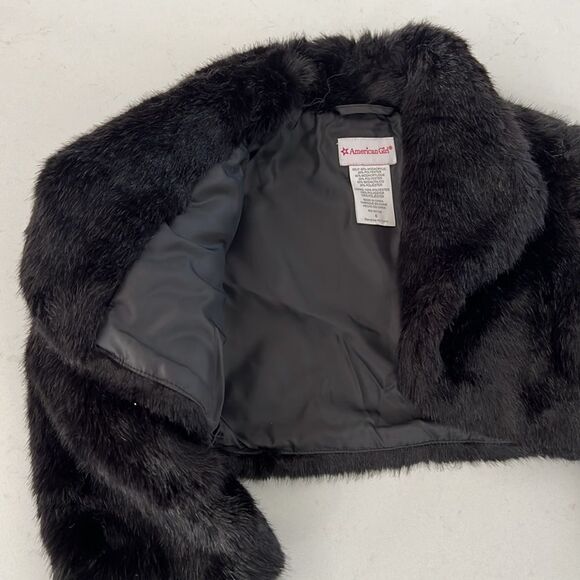Girls Faux-Fur Jacket Coat size 8 Black Holiday - Picture 3 of 5
